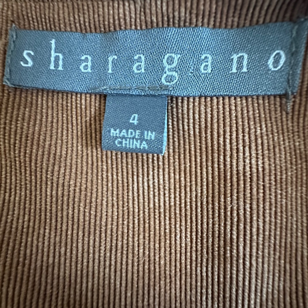 NWT Sharagano Women' 4 Brown Wet Sand Sleeveless Full Zip Midi Corduroy Dress - Picture 14 of 15